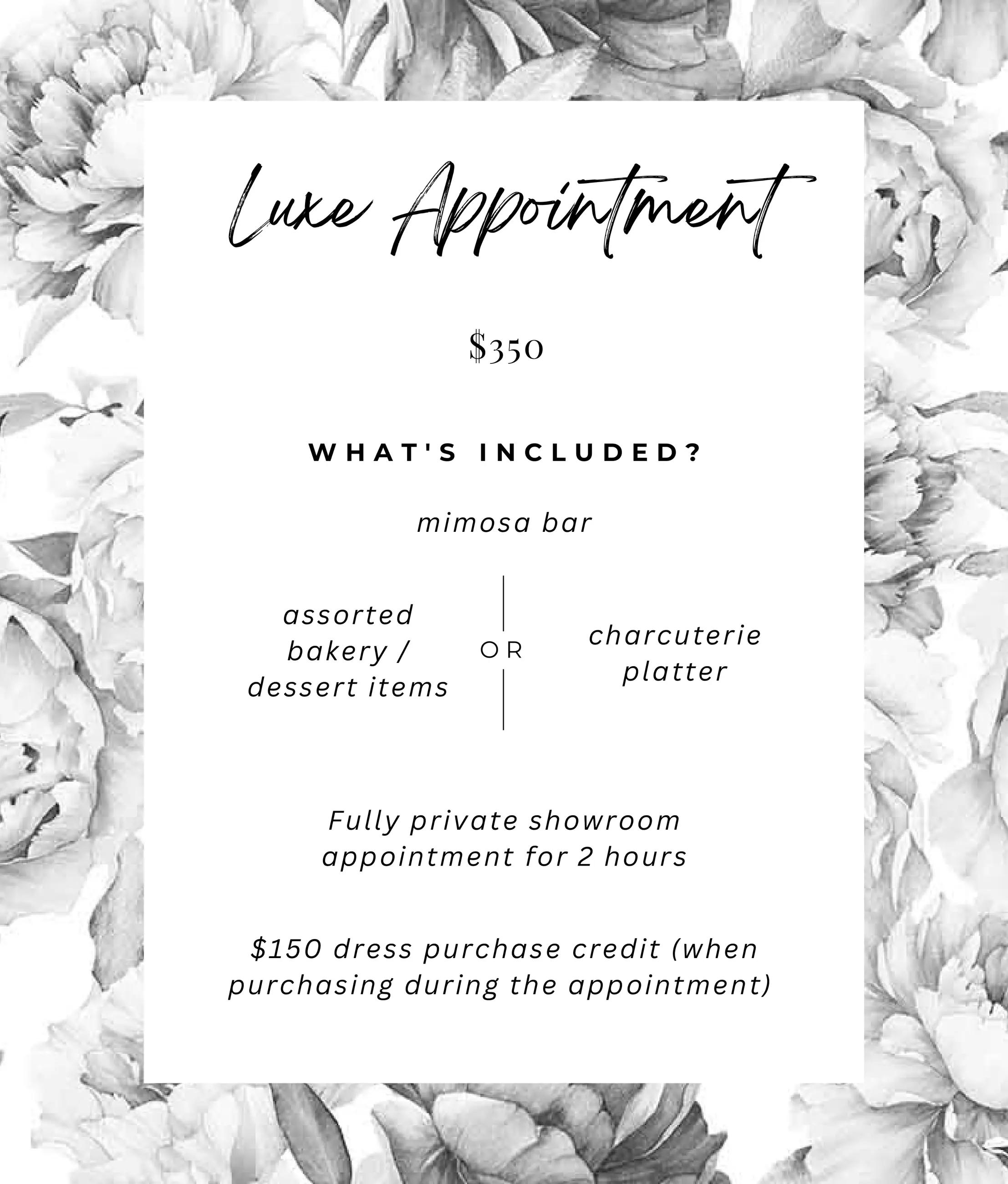 Luxe Appointments Menu