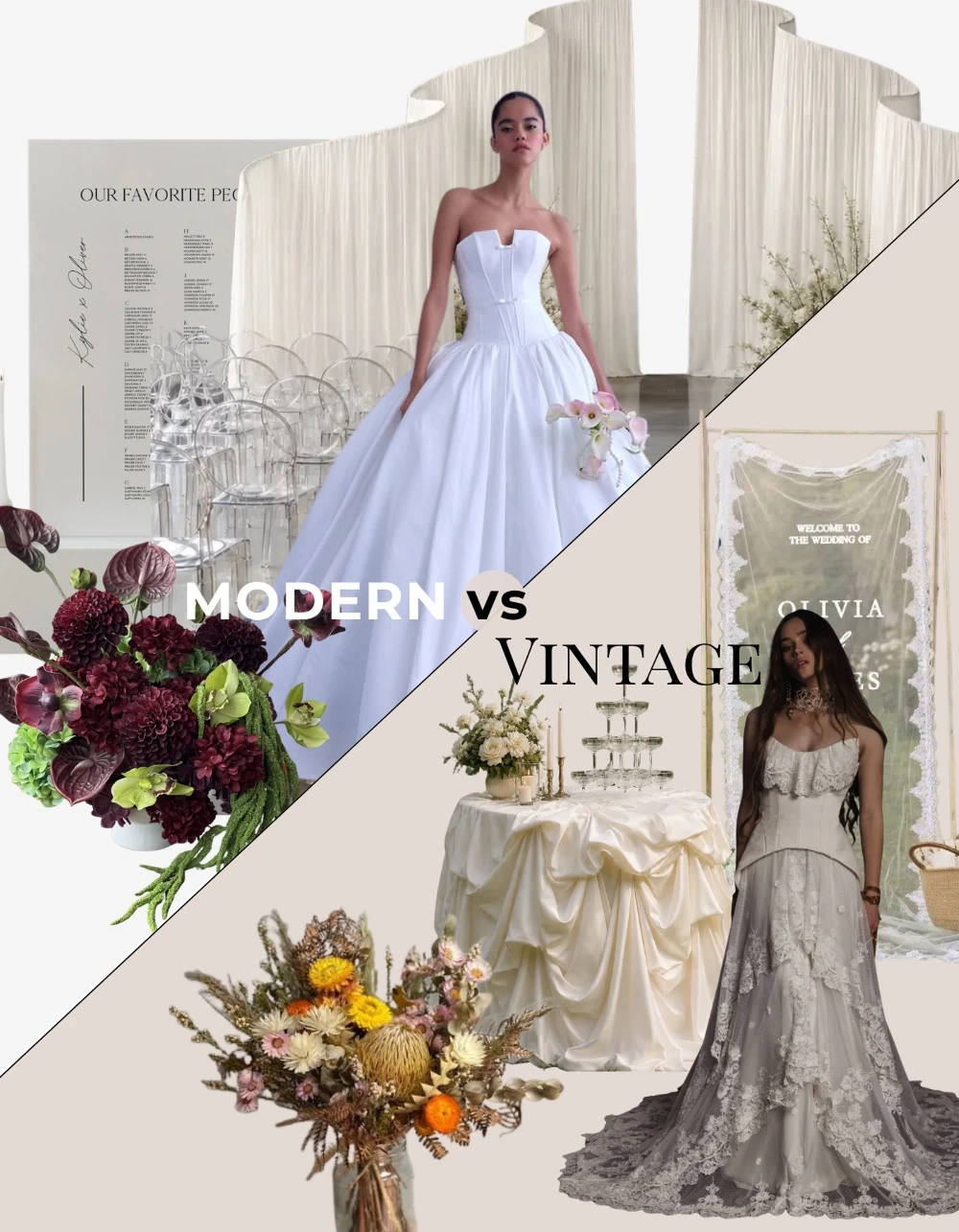 modern vs vintage wedding style