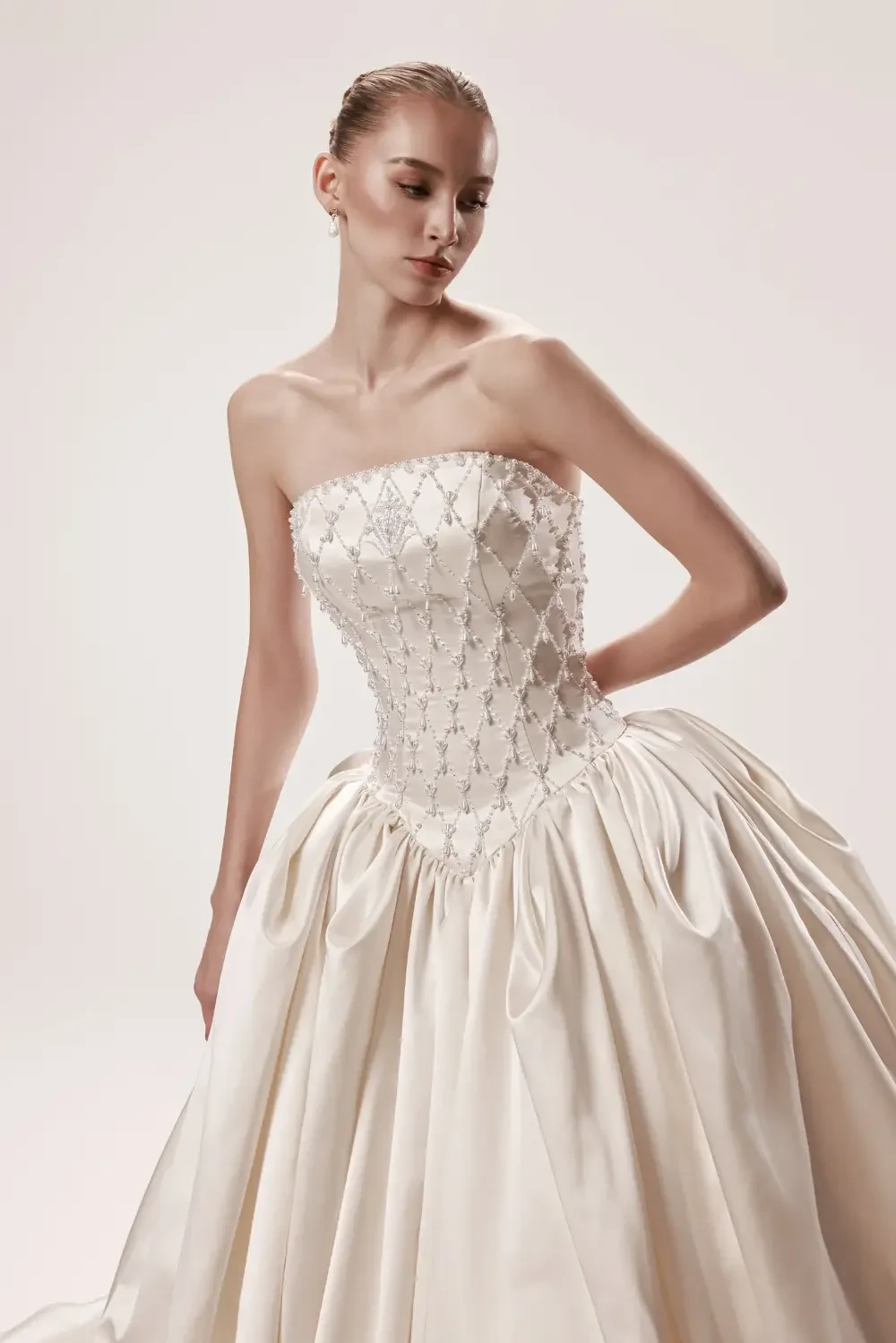 Opal Dany Tabet vintage wedding dress unique drop waist bridal gown with beading