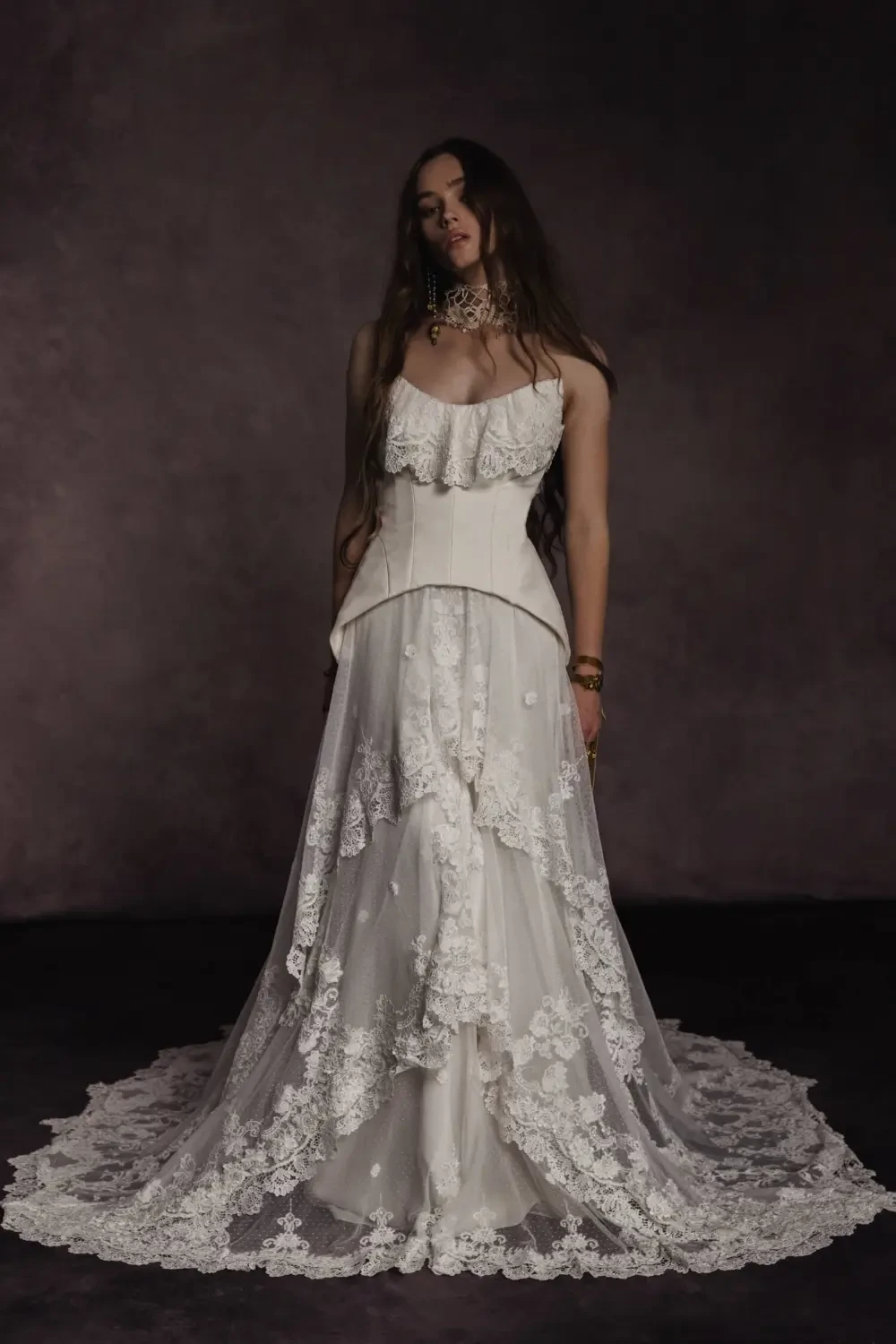 Fawn Rue De Seine Bridal vintage lace wedding gown