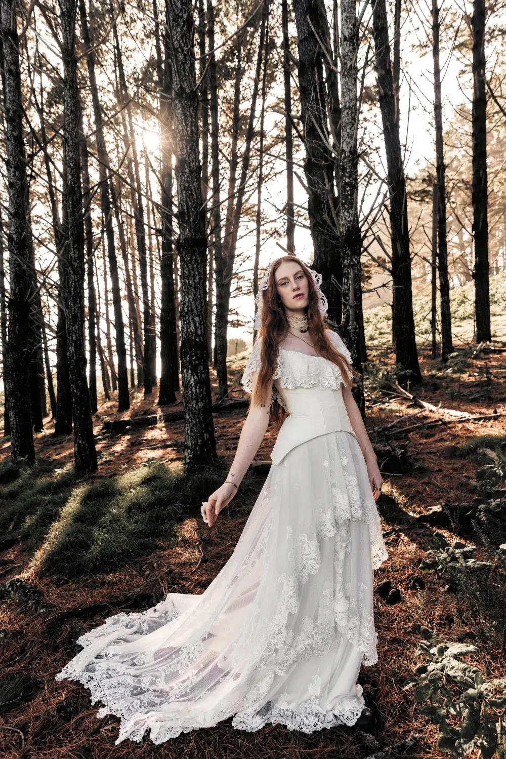 Fawn Gown lace tulle wedding dress Folklore Collection
