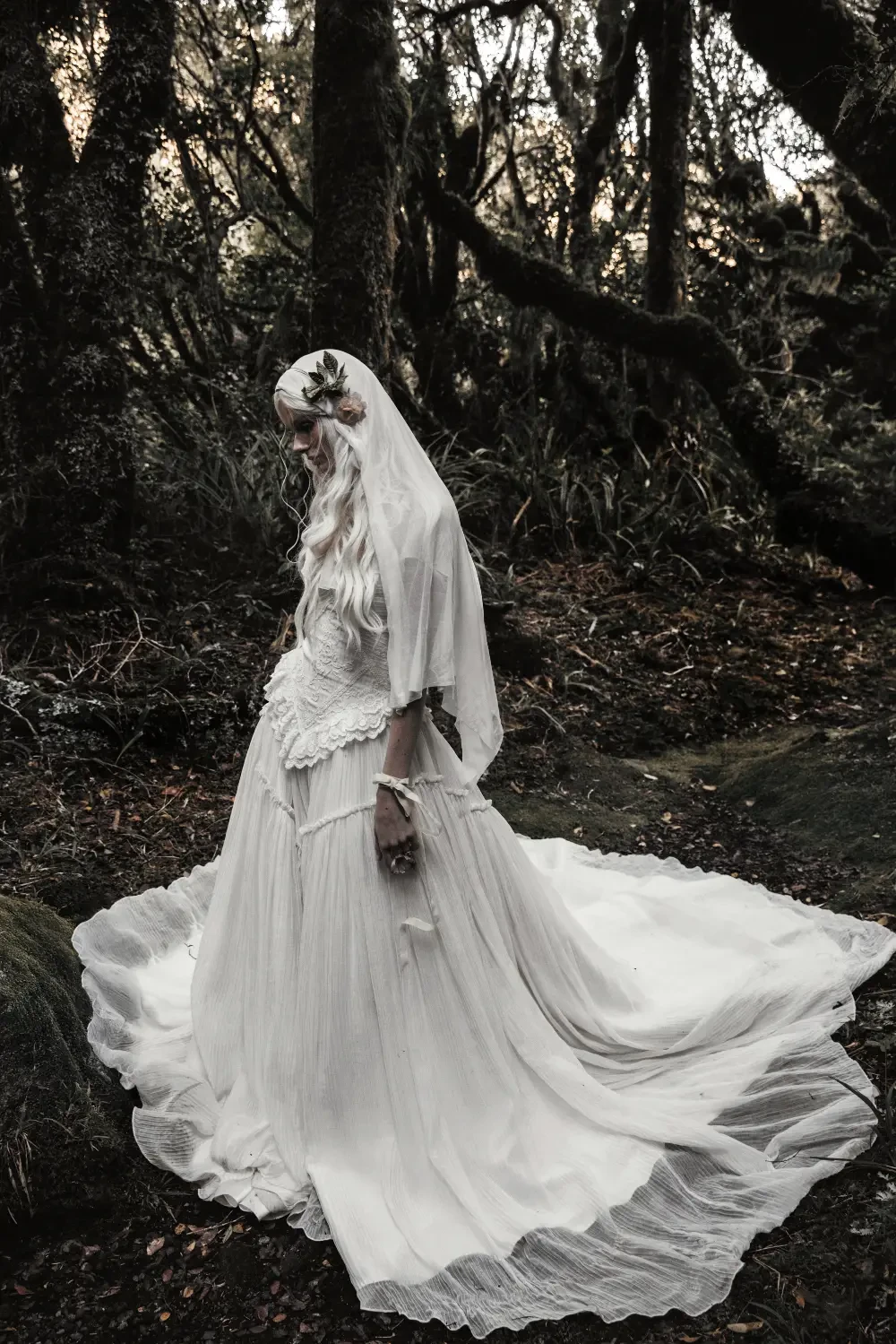 Fawn Gown lace tulle wedding dress Folklore Collection
