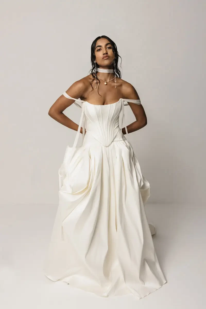 Saint Bridal Couture wedding dress Basque waist bridal gown