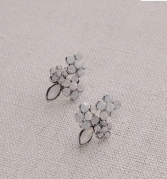 Twigs & Honey #Petite Cluster Crystal Earrings #1 Silver thumbnail