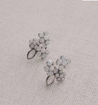 Twigs & Honey #Petite Cluster Crystal Earrings #1 Silver thumbnail