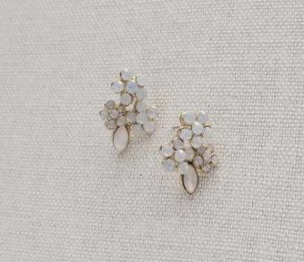 Twigs & Honey #Petite Cluster Crystal Earrings #2 Silver thumbnail