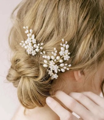 Twigs & Honey #Baby’s Breath Pearl and Crystal Pins, set of 2 #1 default Gold Silver thumbnail