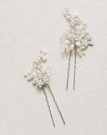 Twigs & Honey #Baby’s Breath Pearl and Crystal Pins, set of 2 #1 Gold thumbnail