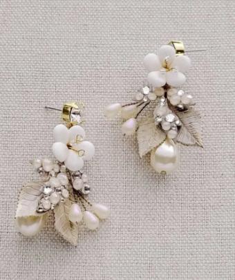 Twigs & Honey #Cherry Blossom Drop Earrings #0 default Ivory/Blush/Gold thumbnail