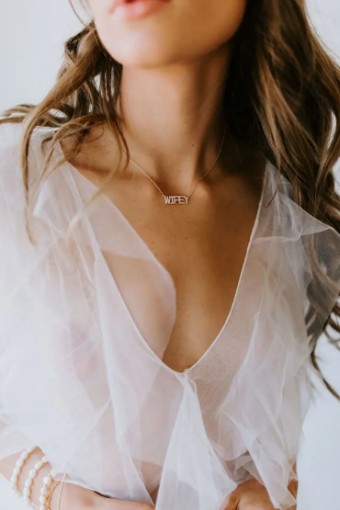 Untamed Petals #Wifey Pave Necklace #0 default Gold thumbnail
